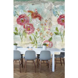   Behang Expresse Digital AK1062 Natur festői nagyformátumú virágok zöld mályvaszín szines digitális nyomat