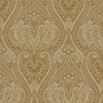   Gazdag és díszes ornamentika pasley és damaszt motívum aranysárga és krémfehér tónus fémes hatás tapéta