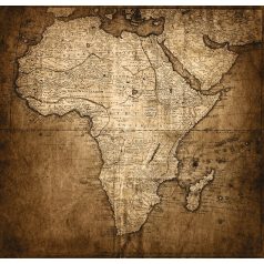   Afrika térkép a felfedezők korából barna és bézs tónus (szépia) falpanel