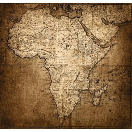 Afrika térkép a felfedezők korából barna és bézs tónus (szépia) falpanel