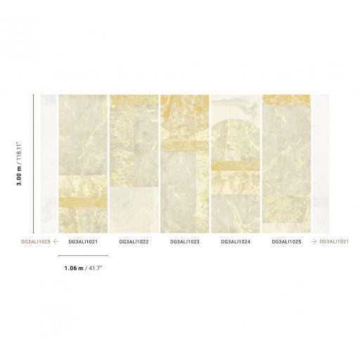 Nagyformátumú márványlapok lélegzetelállító mintája szürkésfehér szürke és aranysárga tónus falpanel