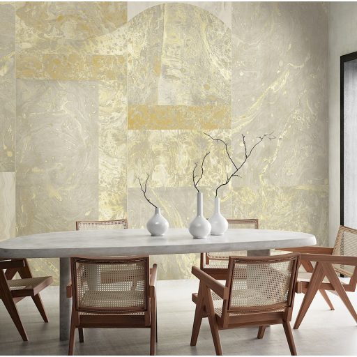 Nagyformátumú márványlapok lélegzetelállító mintája szürkésfehér szürke és aranysárga tónus falpanel