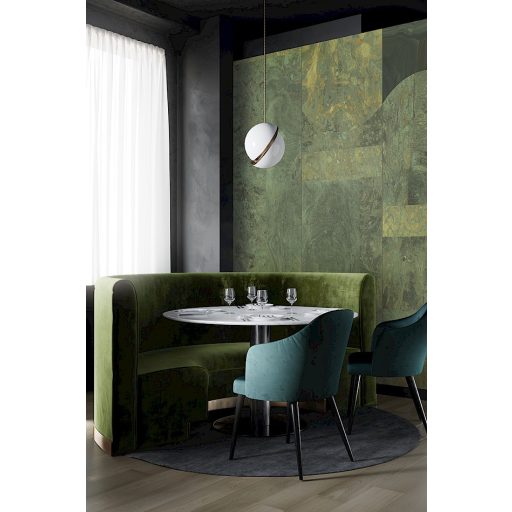 Nagyformátumú márványlapok lélegzetelállító mintája sárgászöld jádezöld és sötétzöld tónus falpanel