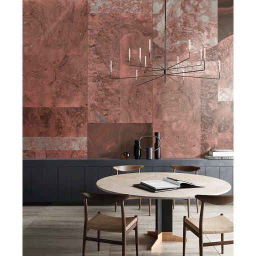 Nagyformátumú márványlapok lélegzetelállító mintája vörös/vörösesbarna szürke és sötétbarna tónus falpanel