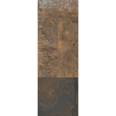 Nagyformátumú márványlapok lélegzetelállító mintája barna/sárgásbarna borostyánsárga szürke kék és antracit tónus falpanel