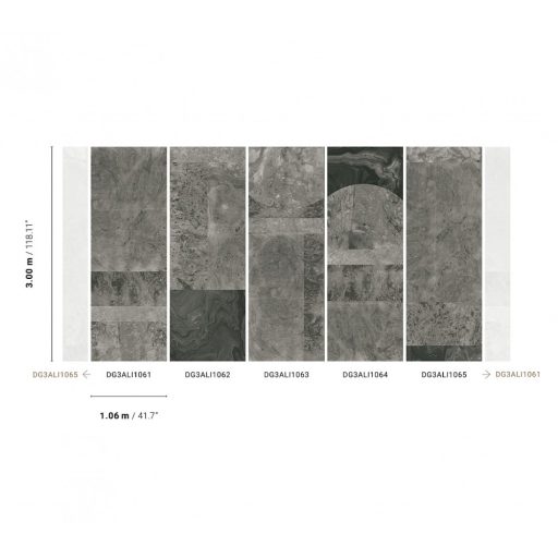 Nagyformátumú márványlapok lélegzetelállító mintája szürke sötétszürke és antracit tónus falpanel