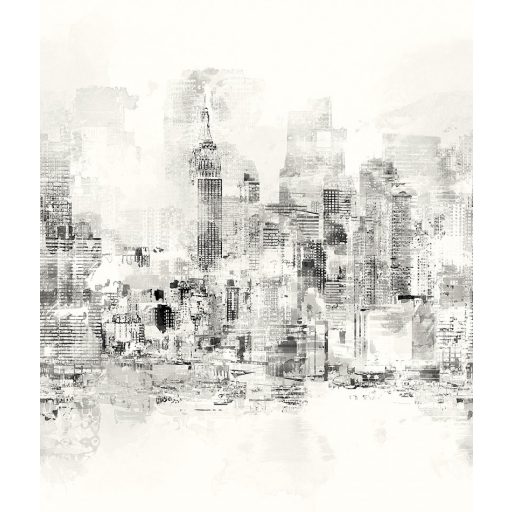 A metropolisz energikus felhőkarcolói tompa színekben fehér világosszürke szürke és fekete tónus falpanel