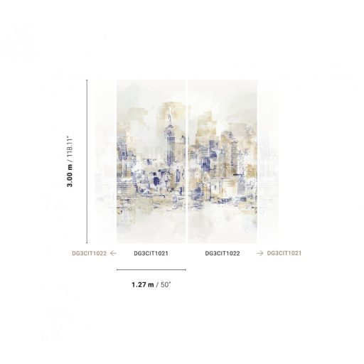 A metropolisz energikus felhőkarcolói tompa színekben fehér világosszürke okker és indigőkék tónus falpanel