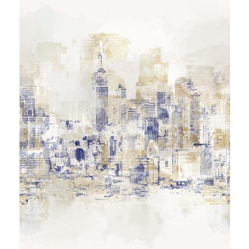 A metropolisz energikus felhőkarcolói tompa színekben fehér világosszürke okker és indigőkék tónus falpanel