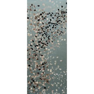   Igényes és innovatív - kifinomult és finom levélmintázat kék/szürkéskék bézs barna és fekete tónus falpanel