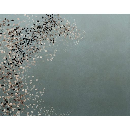 Igényes és innovatív - kifinomult és finom levélmintázat kék/szürkéskék bézs barna és fekete tónus falpanel