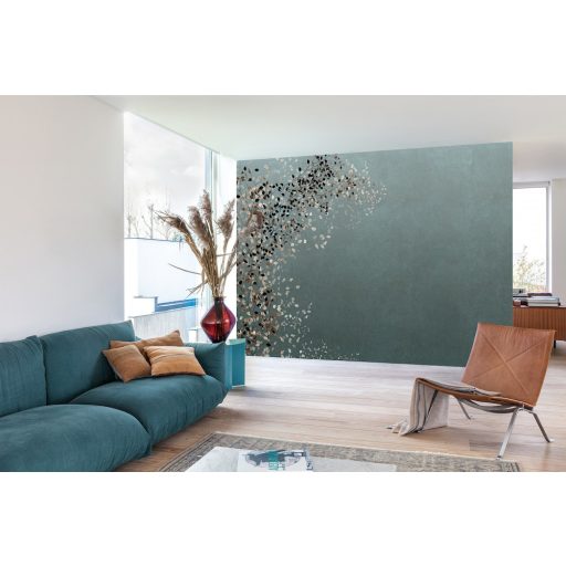 Igényes és innovatív - kifinomult és finom levélmintázat kék/szürkéskék bézs barna és fekete tónus falpanel