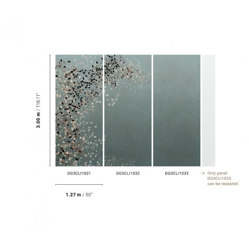 Igényes és innovatív - kifinomult és finom levélmintázat kék/szürkéskék bézs barna és fekete tónus falpanel