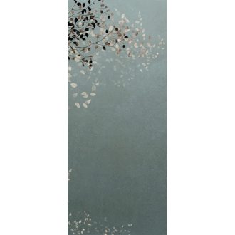   Igényes és innovatív - kifinomult és finom levélmintázat kék/szürkéskék bézs barna és fekete tónus falpanel