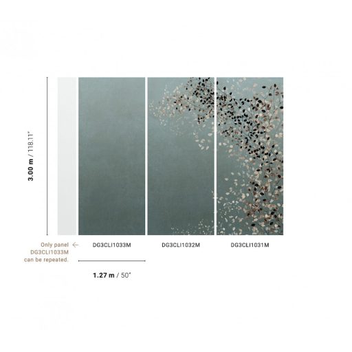 Igényes és innovatív - kifinomult és finom levélmintázat kék/szürkéskék bézs barna és fekete tónus falpanel