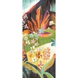   Mint egy festmény! Lenyűgözően gazdag botanikus minta zöld narancs és szines falpanel