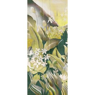   Mint egy festmény! Lenyűgözően gazdag botanikus minta zöld sárga és szines falpanel