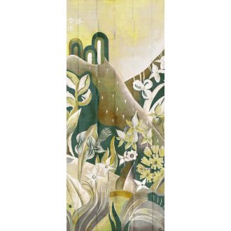   Mint egy festmény! Lenyűgözően gazdag botanikus minta zöld sárga és szines falpanel