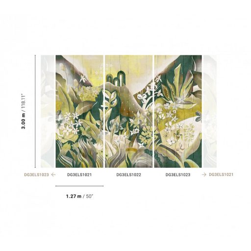 Mint egy festmény! Lenyűgözően gazdag botanikus minta zöld sárga és szines falpanel
