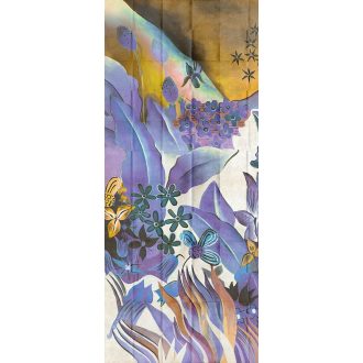   Mint egy festmény! Lenyűgözően gazdag botanikus minta lila fehér sárga és szines falpanel