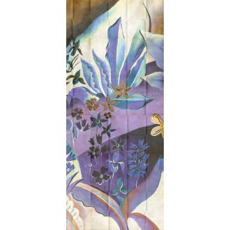   Mint egy festmény! Lenyűgözően gazdag botanikus minta lila fehér sárga és szines falpanel