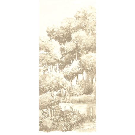 Idilli és nosztalgikus botanikus tájkép törtfehér és lenszín /bézs barna/ tónus falpanel