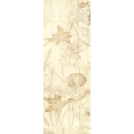 Botanikai szépség - vázlatos levél és virágmotívum krém bézs aranybarna és sötétbarna tónus falpanel