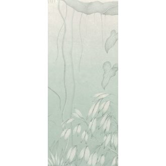   Egzotikus fák a trópusi erdőből fantasy stílusban törtfehér és harmatos türkiz tónus falpanel