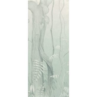   Egzotikus fák a trópusi erdőből fantasy stílusban törtfehér és harmatos türkiz tónus falpanel