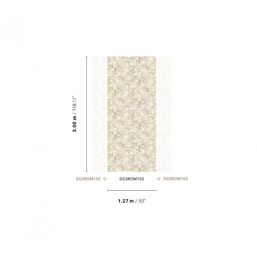 Építészeti falikép római városmotívummal krém bézs és barna tónus falpanel