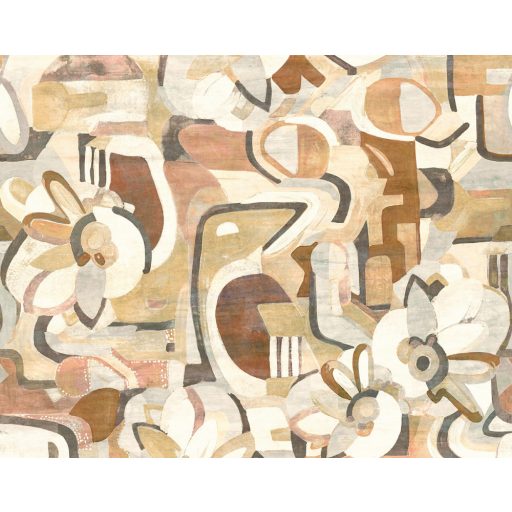 Absztrakt kézzel festett modern művészi motívum fehér bézs barna és szines falpanel