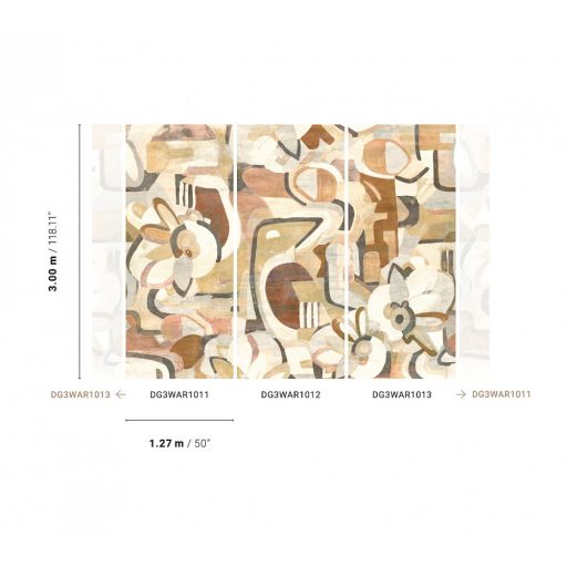 Absztrakt kézzel festett modern művészi motívum fehér bézs barna és szines falpanel