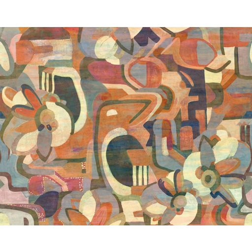 Absztrakt kézzel festett modern művészi motívum narancs mályva szines falpanel