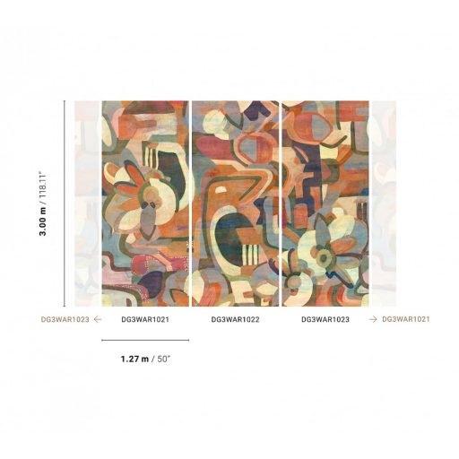 Absztrakt kézzel festett modern művészi motívum narancs mályva szines falpanel