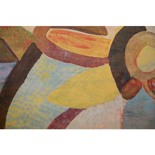 Absztrakt kézzel festett modern művészi motívum sárga narancs türkizzöld szines falpanel