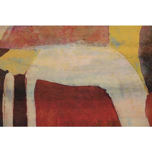 Absztrakt kézzel festett modern művészi motívum sárga narancs türkizzöld szines falpanel