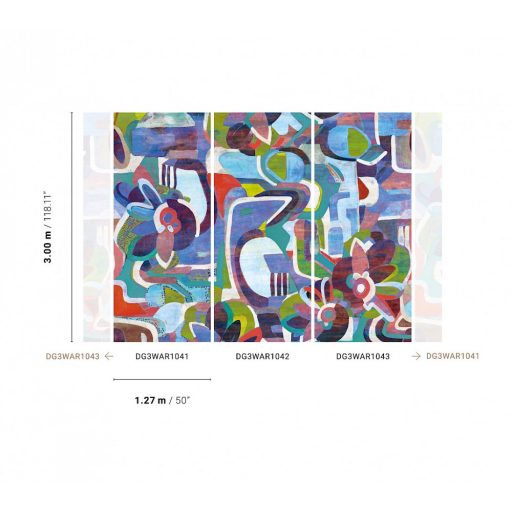 Absztrakt kézzel festett modern művészi motívum kék zöld vörös és szines falpanel