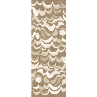   Lenyűgöző panoráma tengerpart hangulattal - áramló hullám design elefántcsont bézs és szürkésbarna tónus falpanel