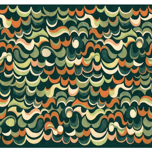 Lenyűgöző panoráma tengerpart hangulattal - áramló hullám design mély erdőzöld meleg narancs és krémszín tónus falpanel