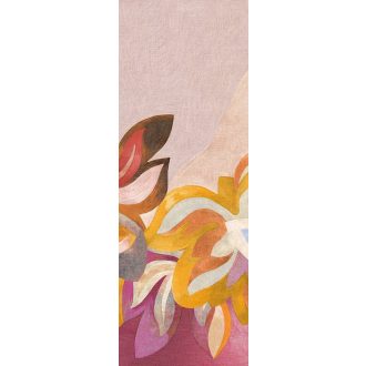   A mű elkészült! Óriás levelek színpompás és festői kavalkádja meleg narancs lila rózaszín puncs és arany tónus falpanel