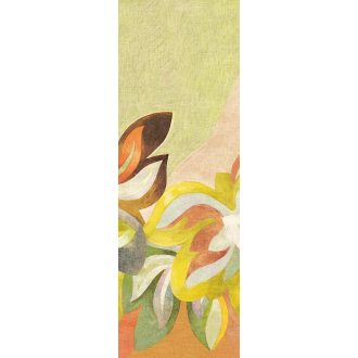   A mű elkészült! Óriás levelek színpompás és festői kavalkádja bézs mustár olívzöld rozsdabarna és krémszín tónus falpanel