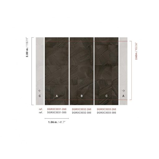 Tömbökre osztott árnyékolt vászonhatású agyagstukkó design sötétbarna/antracit tónus falpanel