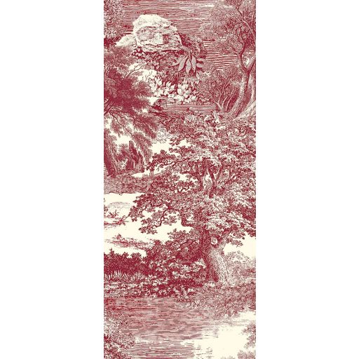 Ősi erdők titkai után kutatva metszet monokróm panoráma krémszín bordó és burgundi tónus falpanel