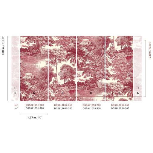 Ősi erdők titkai után kutatva metszet monokróm panoráma krémszín bordó és burgundi tónus falpanel