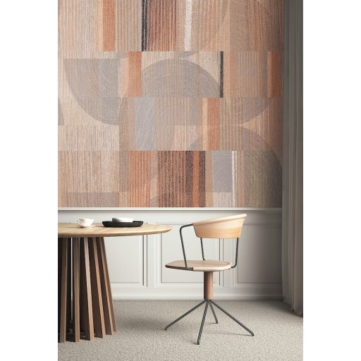 Finom fonalakkal készült geometrikus fali dekoráció világosbarna szürke lazacszín és fekete tónus falpanel