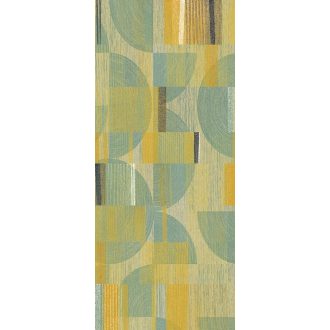   Finom fonalakkal készült geometrikus fali dekoráció kék zöld sárga és fekete tónus falpanel