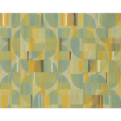 Finom fonalakkal készült geometrikus fali dekoráció kék zöld sárga és fekete tónus falpanel