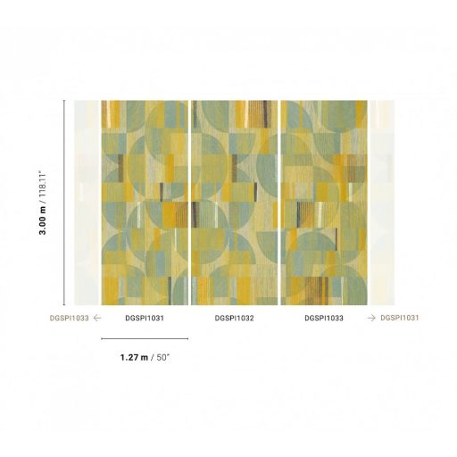 Finom fonalakkal készült geometrikus fali dekoráció kék zöld sárga és fekete tónus falpanel