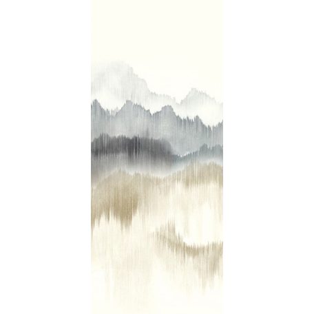 Misztikus panoráma hegyek láncolatával textilfonalra festve krém/krémfehér barna szürke és kékes szürke tónus falpanel