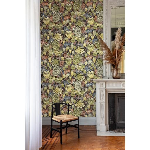 Pomona az erdei gyümölcsök istennője - elképesztő organikus kreáció fekete olívzöld kék szines falpanel